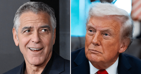 Split photo of Donald Trump and George Clooney