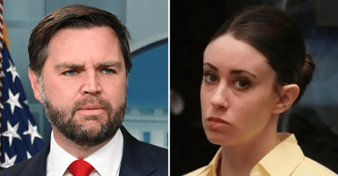 Split photo of J.D. Vance, Casey Anthony