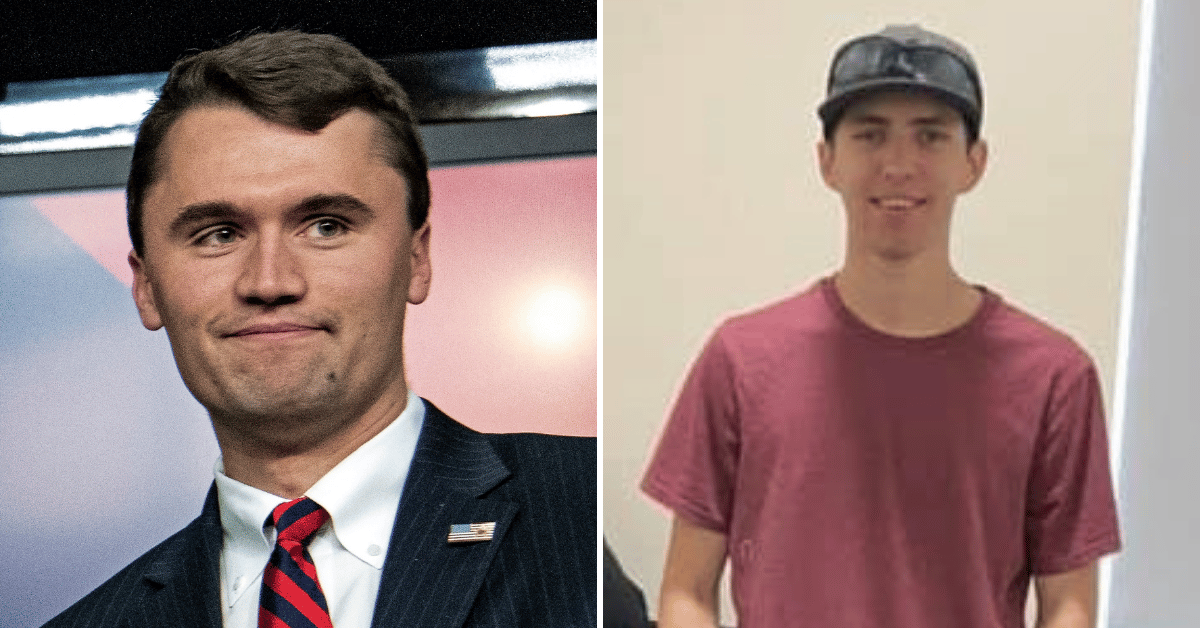 Split photo of Charlie Kirk, Tyler Robinson
