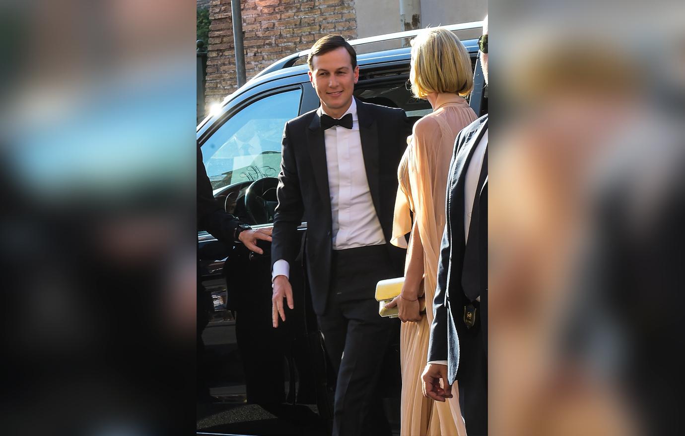 Jared Kushner arrive at the Villa Aurelia in Rome to attend the wedding of Misha Nonoo and Michael Henn.