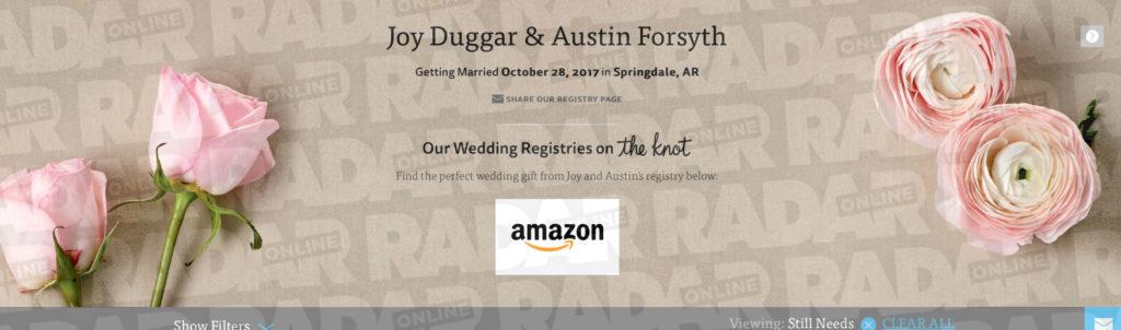 joy duggar engaged wedding registry austin forsyth embed   x