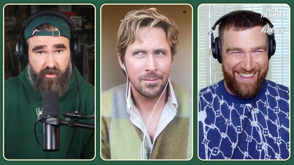 Photo of Ryan Gosling and Kelce brothers