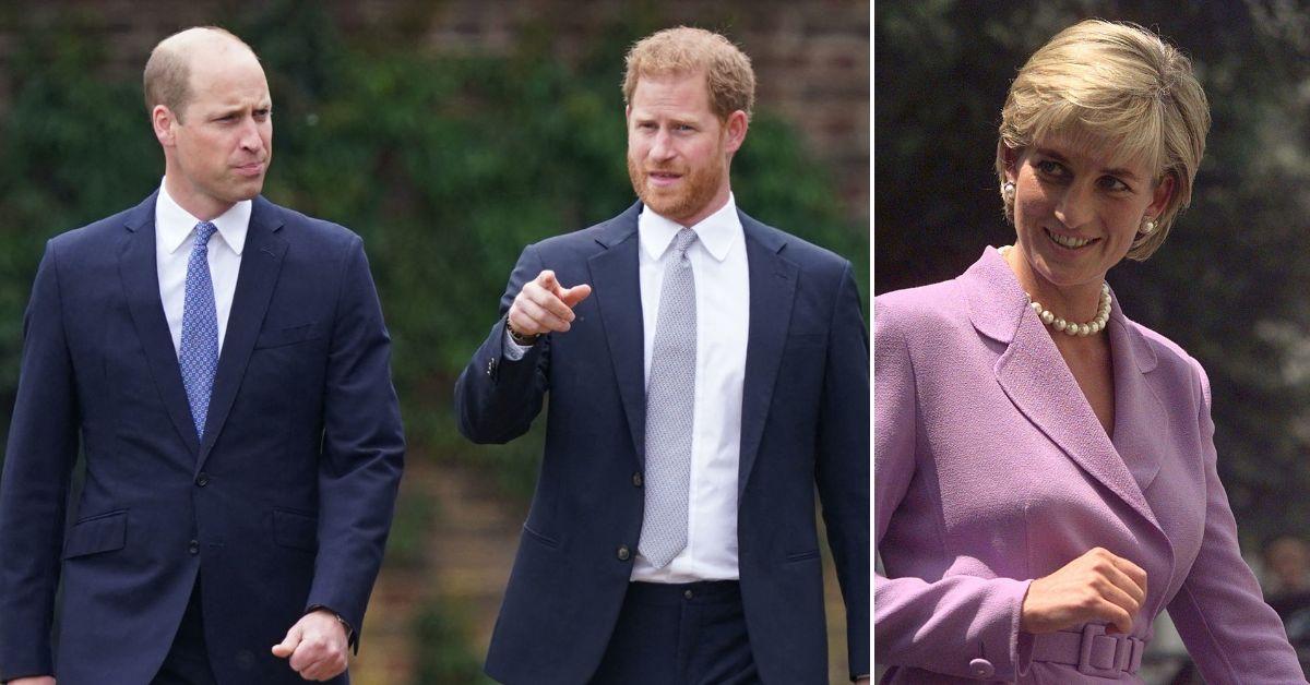 Composite photo of Prince William, Harry and Princess Diana