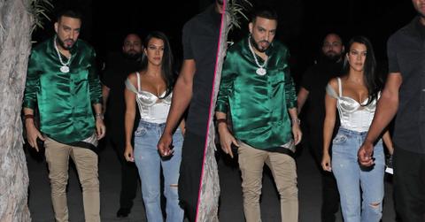 Kourtney Kardashian and French Montana arrive together to Genghis Cohen to celebrate Steph Steph's birthday party in Los Angeles.