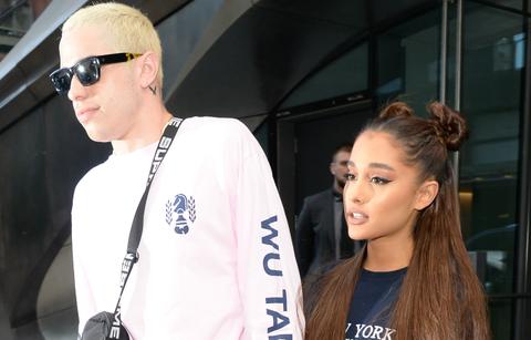 Pete Davidson, in a Wu-Tang long sleeve T, and Ariana Grande, who also dressed casual in a T, were seen in New York City.