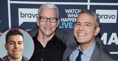 Andy Cohen Smiling Arm Around Anderson Cooper Smiling Inset of Ex Boyfriend Dr. Victor Lopez Selfie Smiling