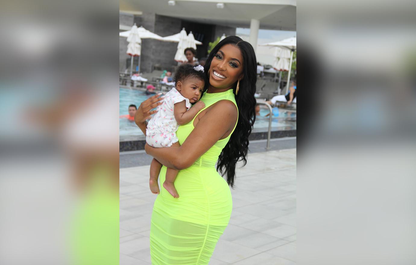 Porsha Williams With Daughter Pilar By Pool