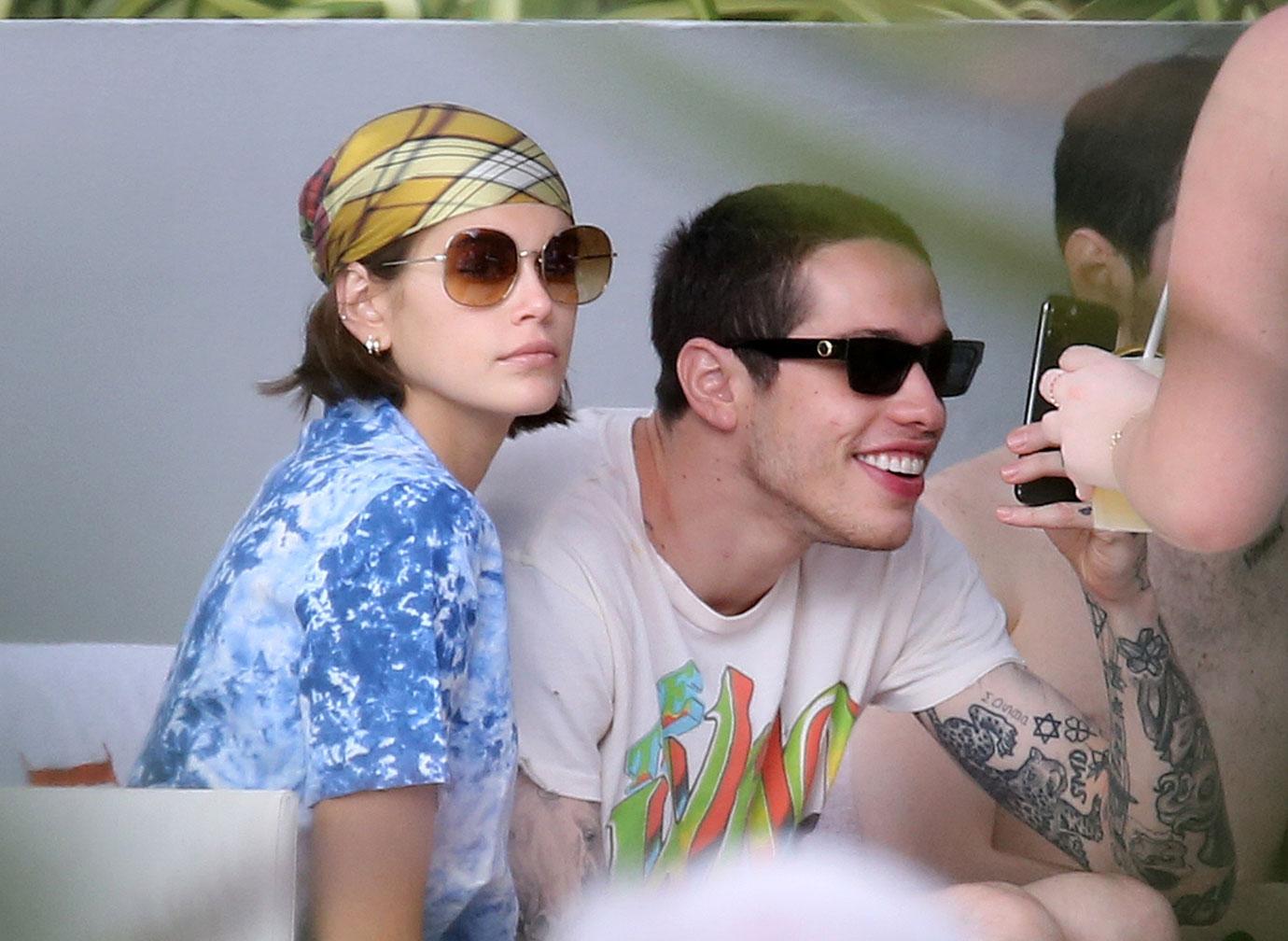 Kaia Gerber And Pete Davidson Kiss In Miami Pool Getaway