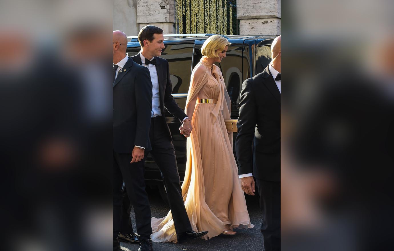 Jared Kushner arrive at the Villa Aurelia in Rome to attend the wedding of Misha Nonoo and Michael Henn.