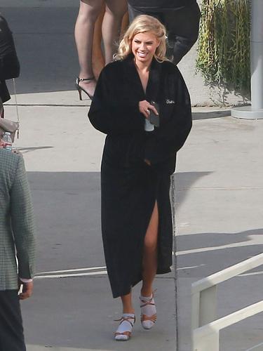 Side Boob Alert Charlotte Mckinney Lets It All Hang Out On Dwts Set In A Barely There Robe 2573