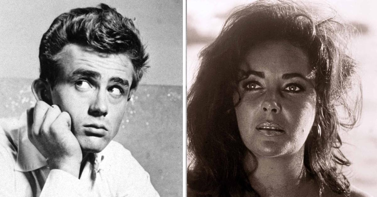 Split photo of James Dean, Elizabeth Taylor