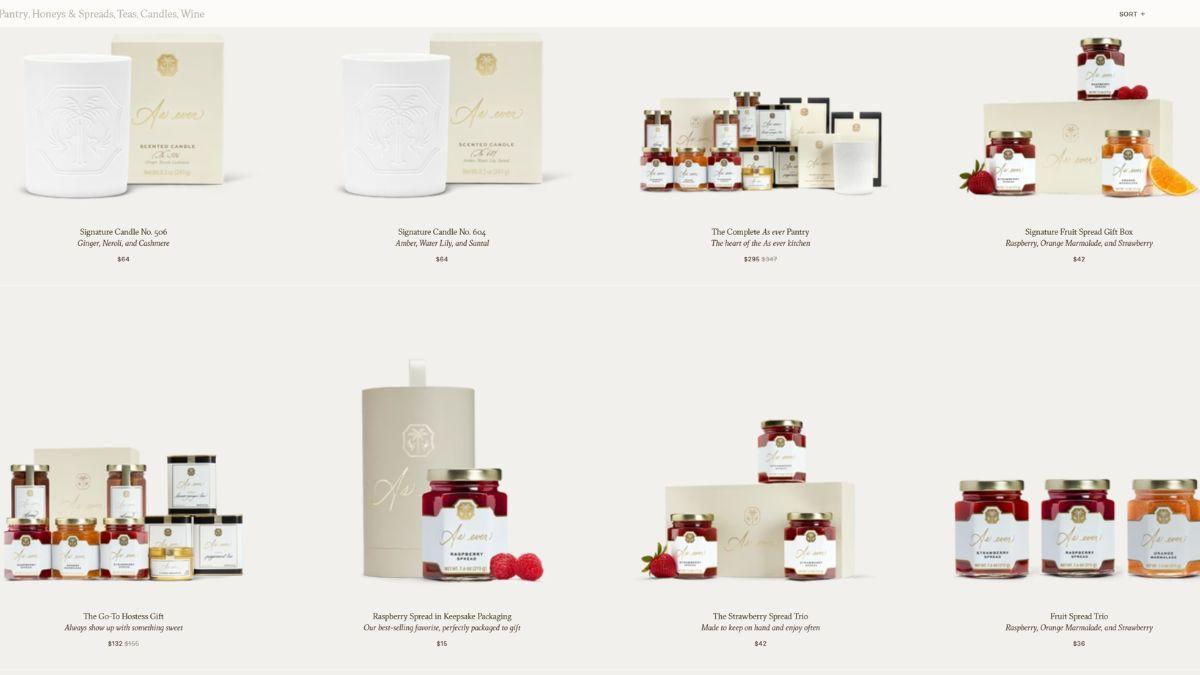 Screengrab of As Ever shop page