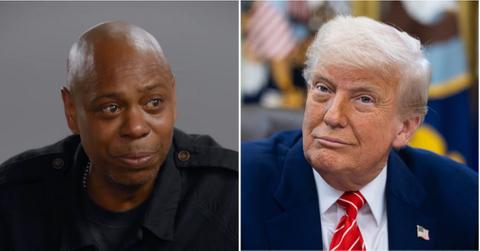 Split photo of Dave Chappelle, Donald Trump