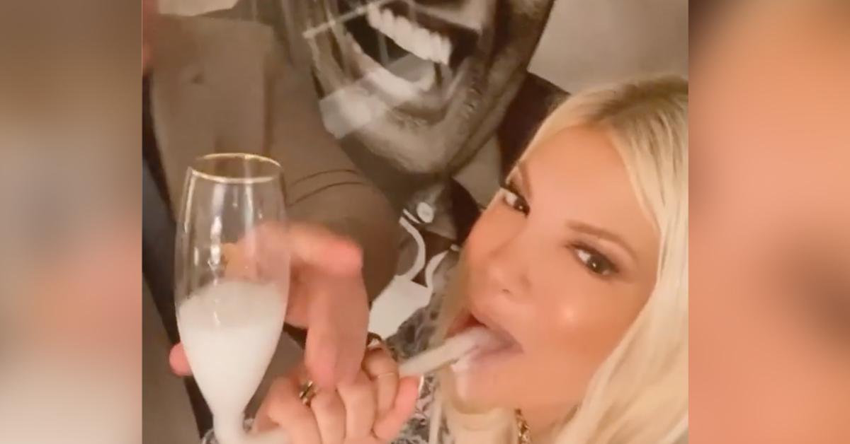 Tori Spelling Chugs Champagne Out Of A Bong With Jeff ...