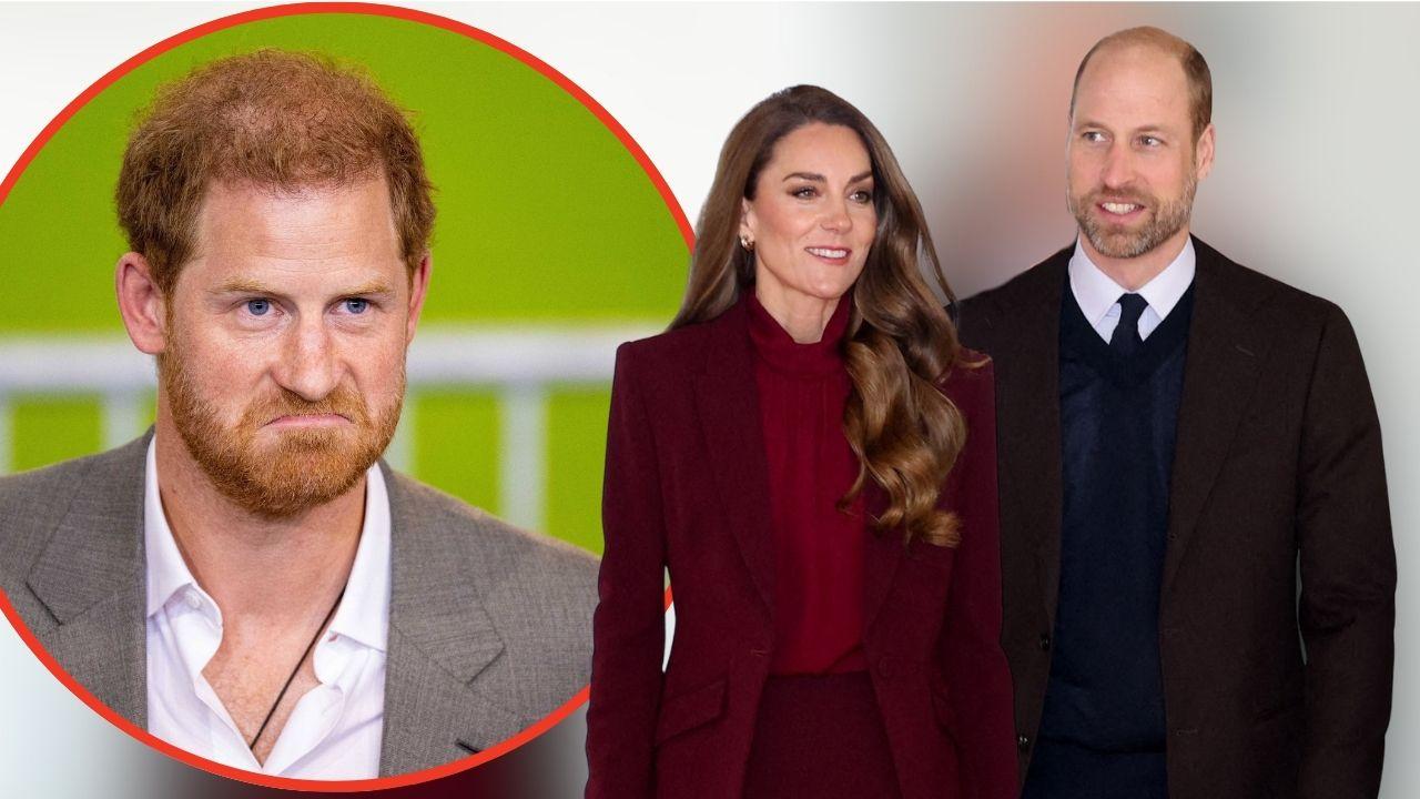Split photos of Prince Harry, Prince William and Princess Catherine