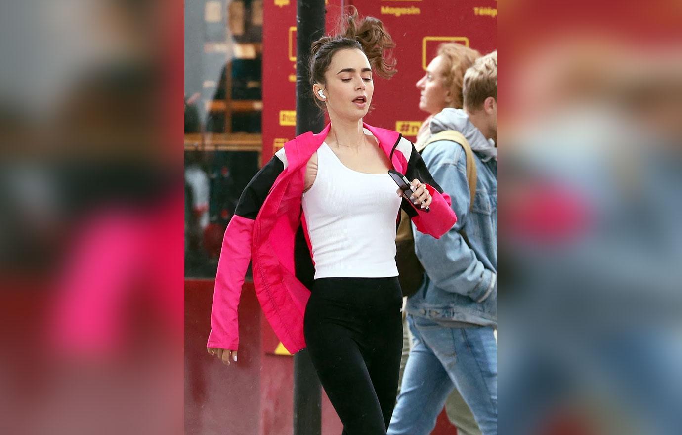 lily collins filming emily in paris