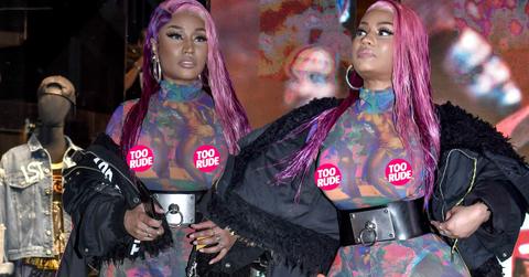 Nicki Minaj sheer jumpsuit nipples
