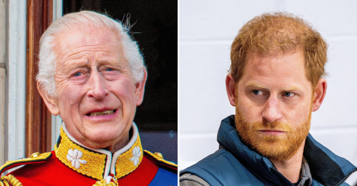 Composite photo of King Charles III and Prince Harry.