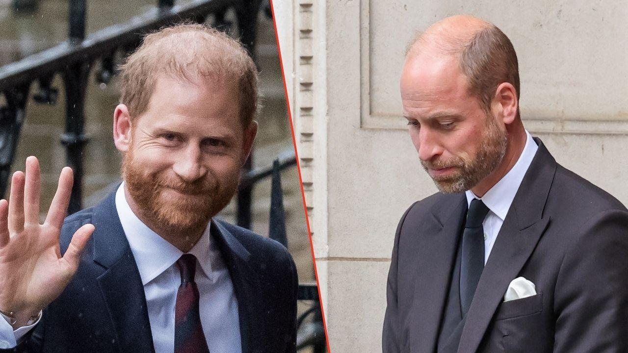 Split photo of Princes William and Harry