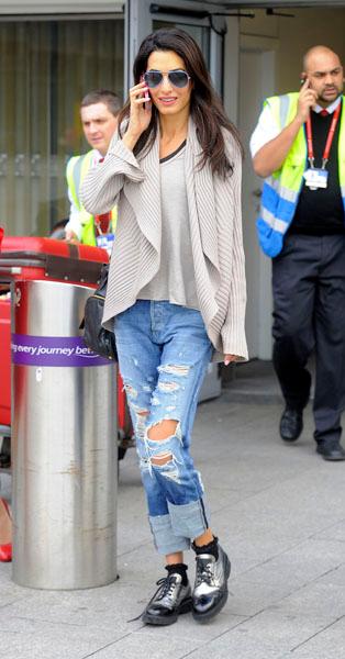 Amal Alamuddin Engagement Ring Heathrow