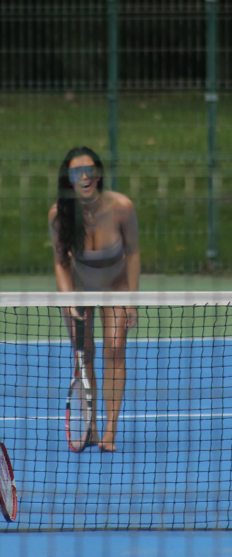 Kim Kardashian Butt Boobs Bikini See Through Top Tennis