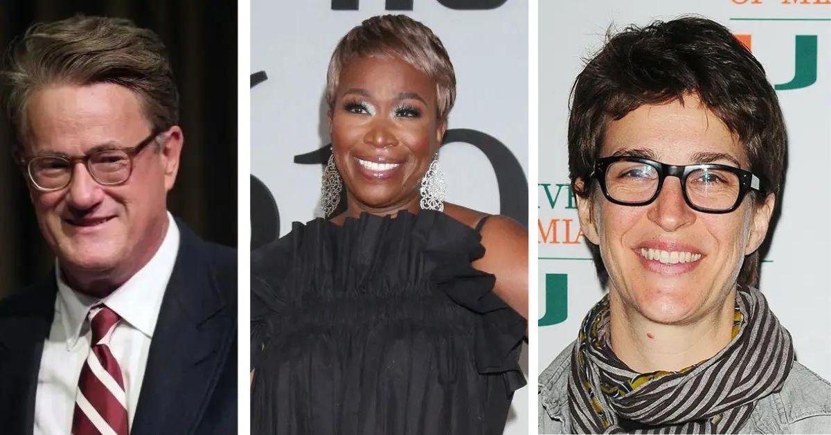 Composite image Joe Scarborough, Joy Reid, Rachel Maddow