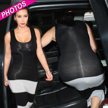 Kim Kardashian Spanx It Up In Super Tight, Sheer Dress