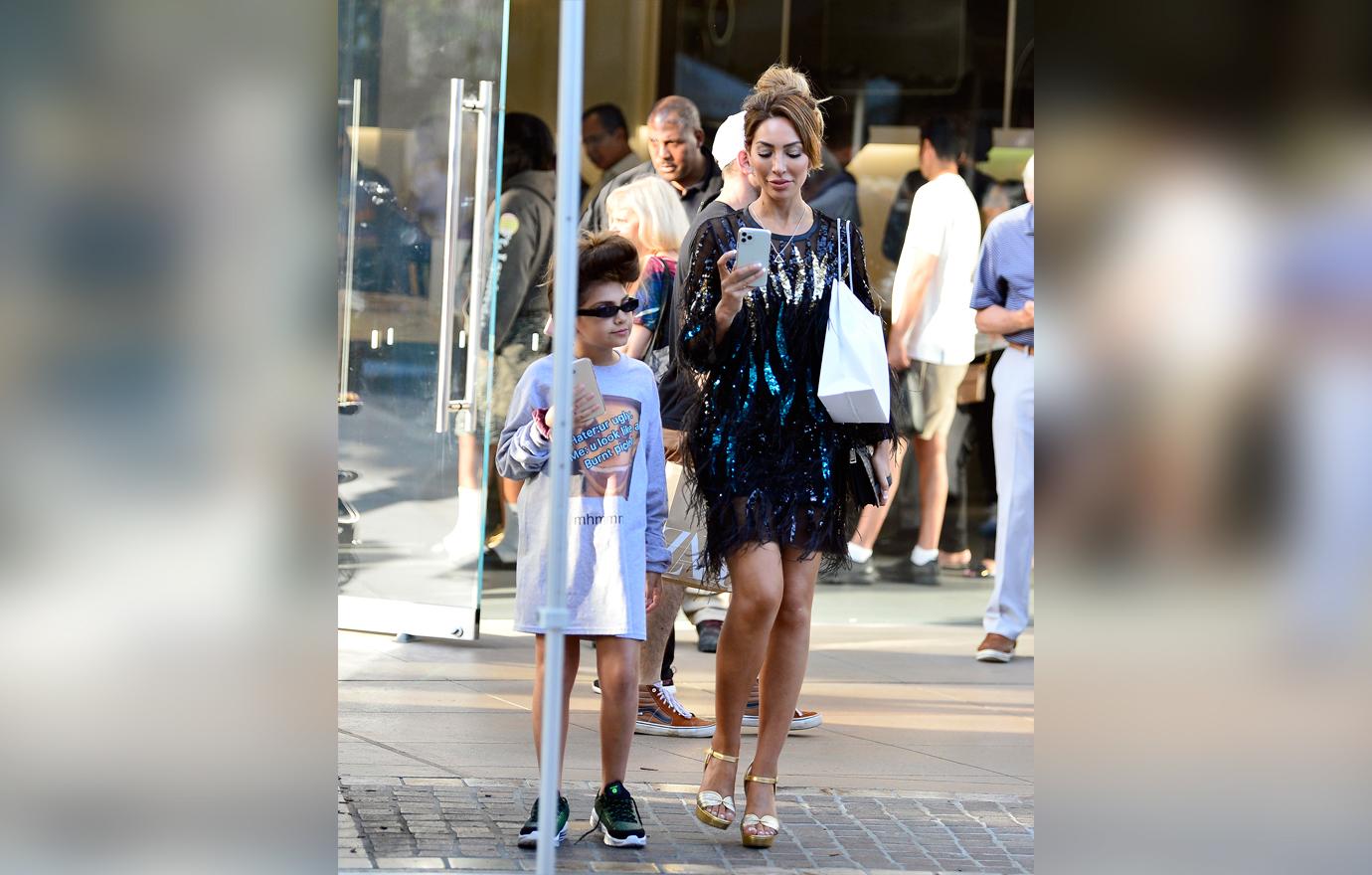 Farrah Abraham spoils herself and her daughter, Sophia as they are seen with their brand new $1200 iPhone 11 at the Grove in Los Angeles.