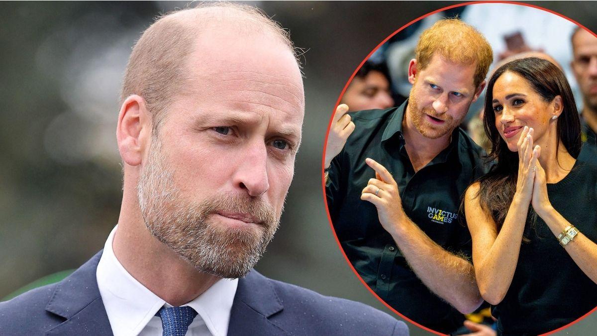 Split photos of Prince WIlliam, Prince Harry and Meghan Markle