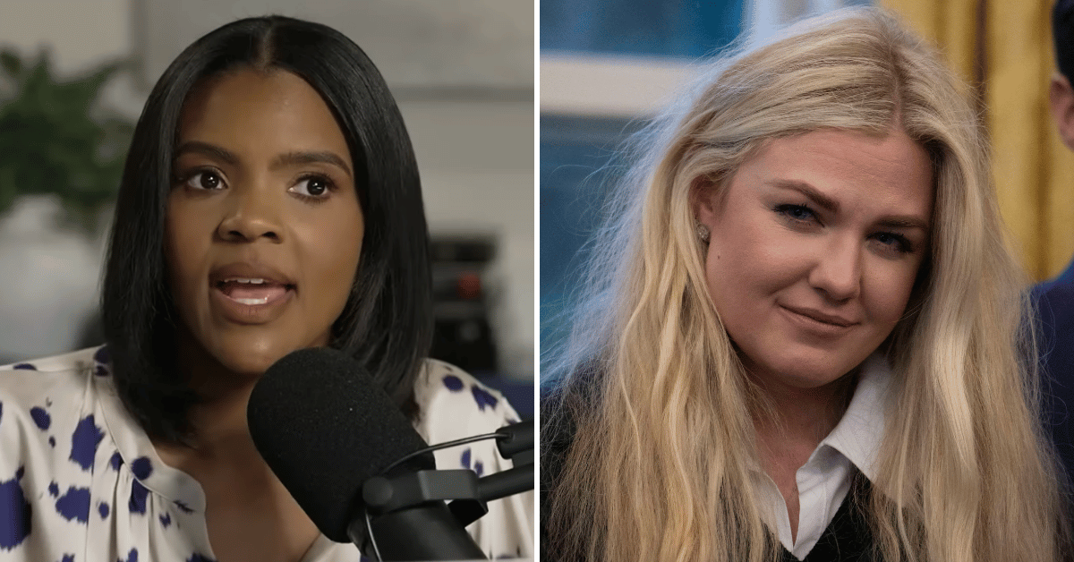 Split photo of Candace Owens, Erika Kirk