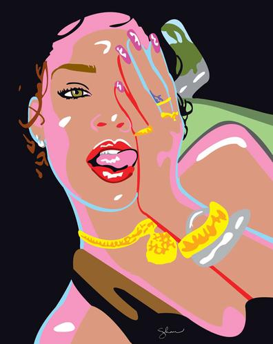 Artist's Rendition! Sham's Ibrahim's Celeb Selfie Portraits -- Kim K's