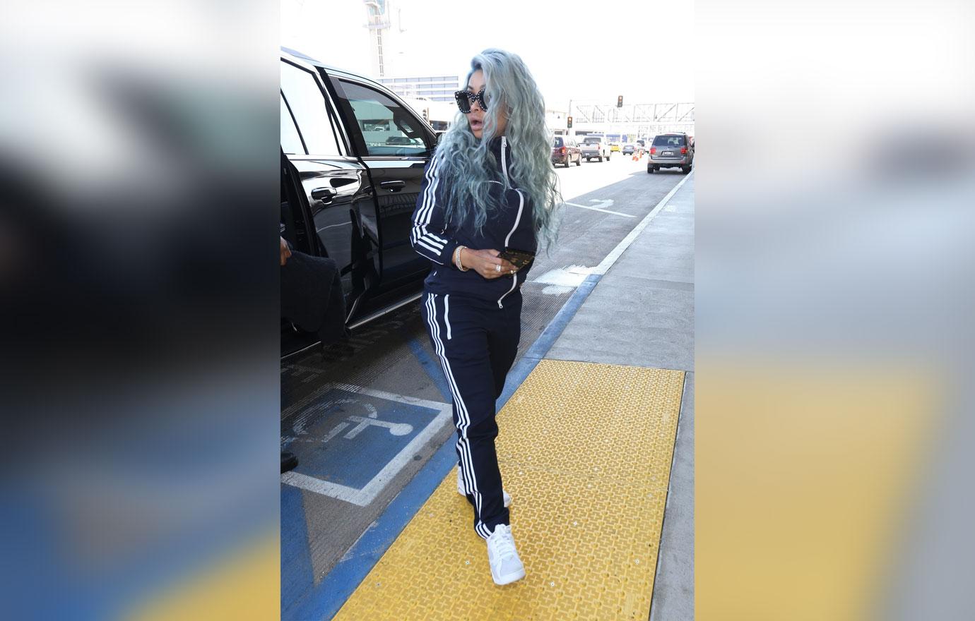 Blac Chyna Sports Blue Hair At LAX Airport