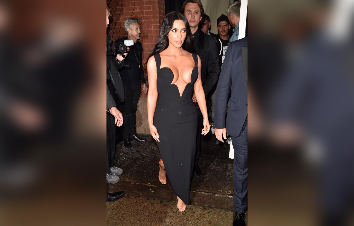 Kim Kardashian Boobs Bust Out Of Racy Skin-Tight Dress At AmFar Gala
