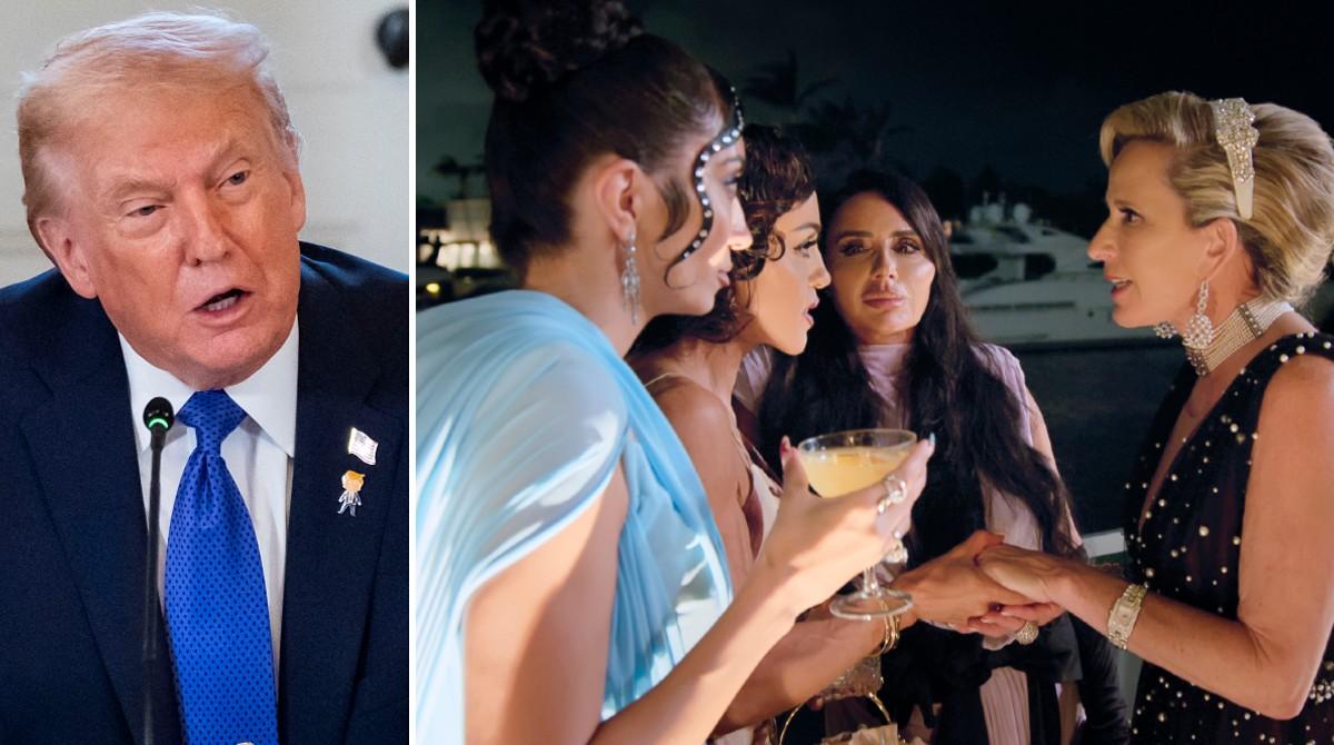 Composite photo of Donald Trump and cast of 'Members Only: Palm Beach'