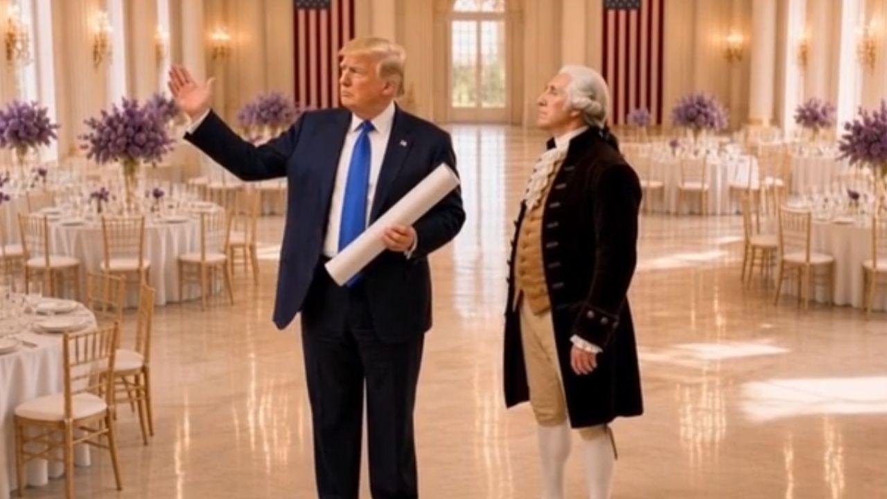 An AI photo of Donald Trump and George Washington
