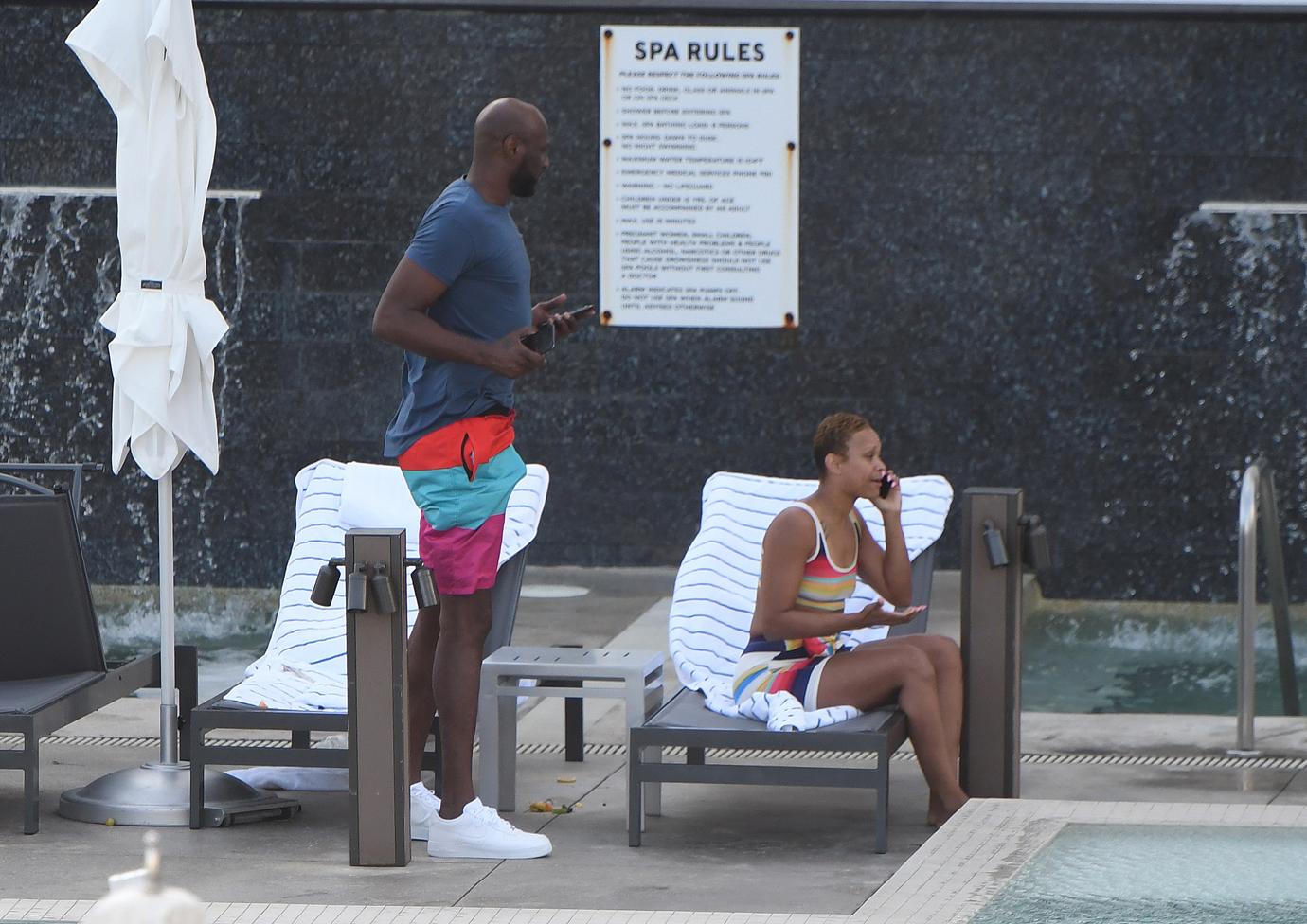 Lamar Odom And Fiance Sabrina Parr Hit The Pool After Their Shocking Engagement