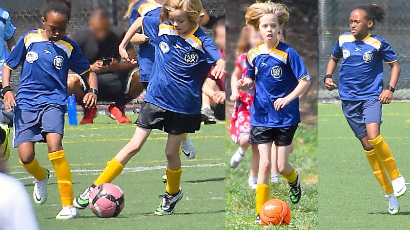 Zahara & Shiloh Jolie-Pitt Playing Soccer