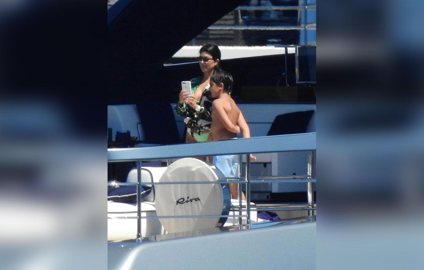 Kourtney Kardashian Wears Bikini On Yacht With Beau Younes Bendjima And Kids