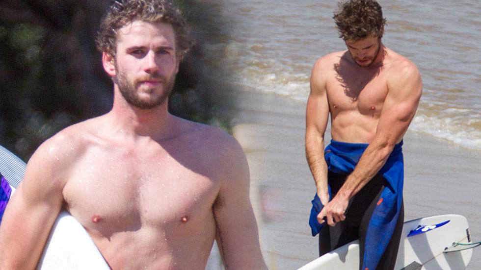 liam hemsworth shirtless beach