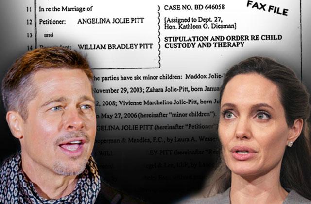 brad pitt angelina jolie divorce custody papers