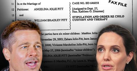 brad pitt angelina jolie divorce custody papers