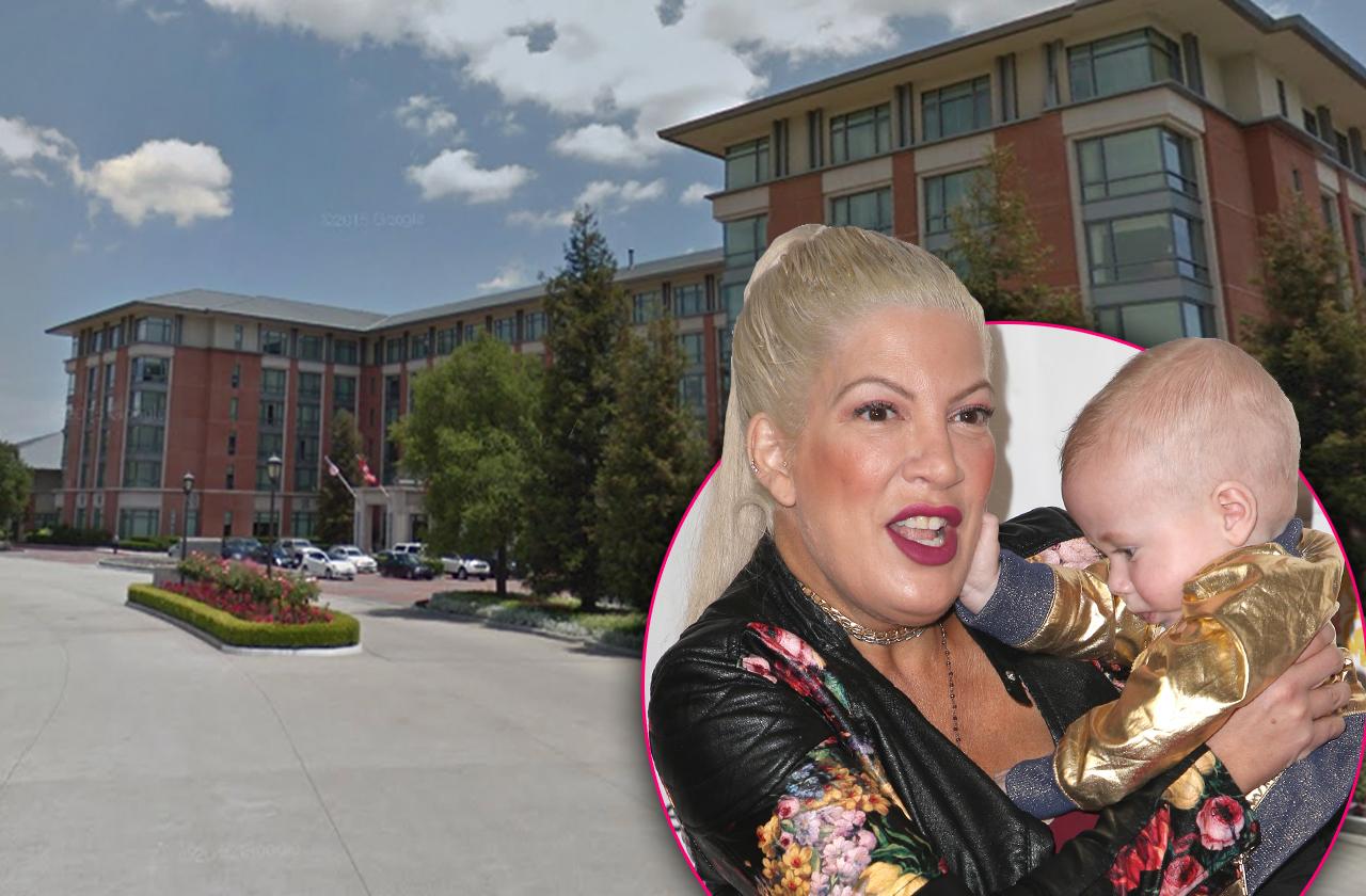 tori spelling son beau injured exposed nails four seasons surveillance footage