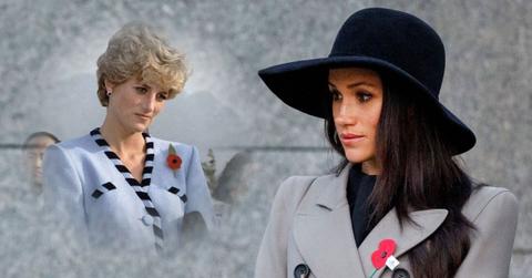 Split photo of Princess Diana and Meghan Markle