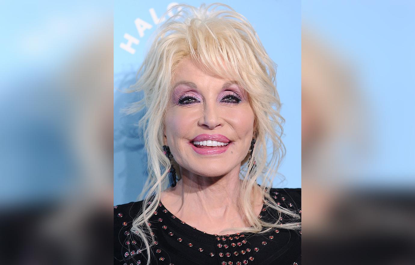 Dolly Parton Closeup in Black Smiling