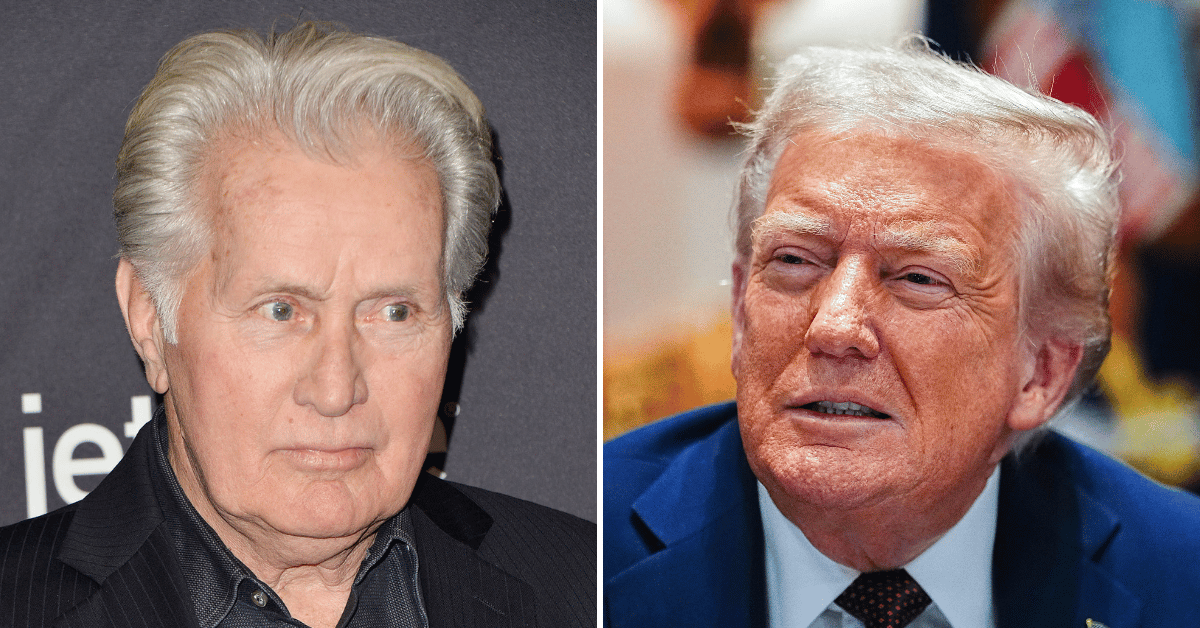 Split photo of Martin Sheen, Donald Trump