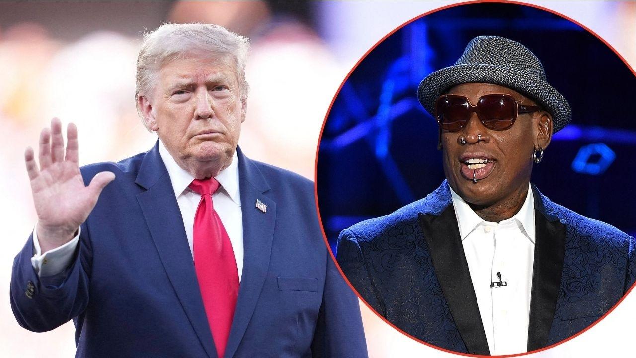 Split image of Donald Trump and Dennis Rodman
