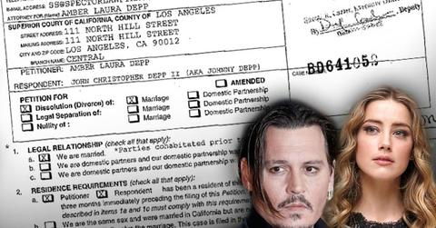 amber heard johnny depp divorce papers