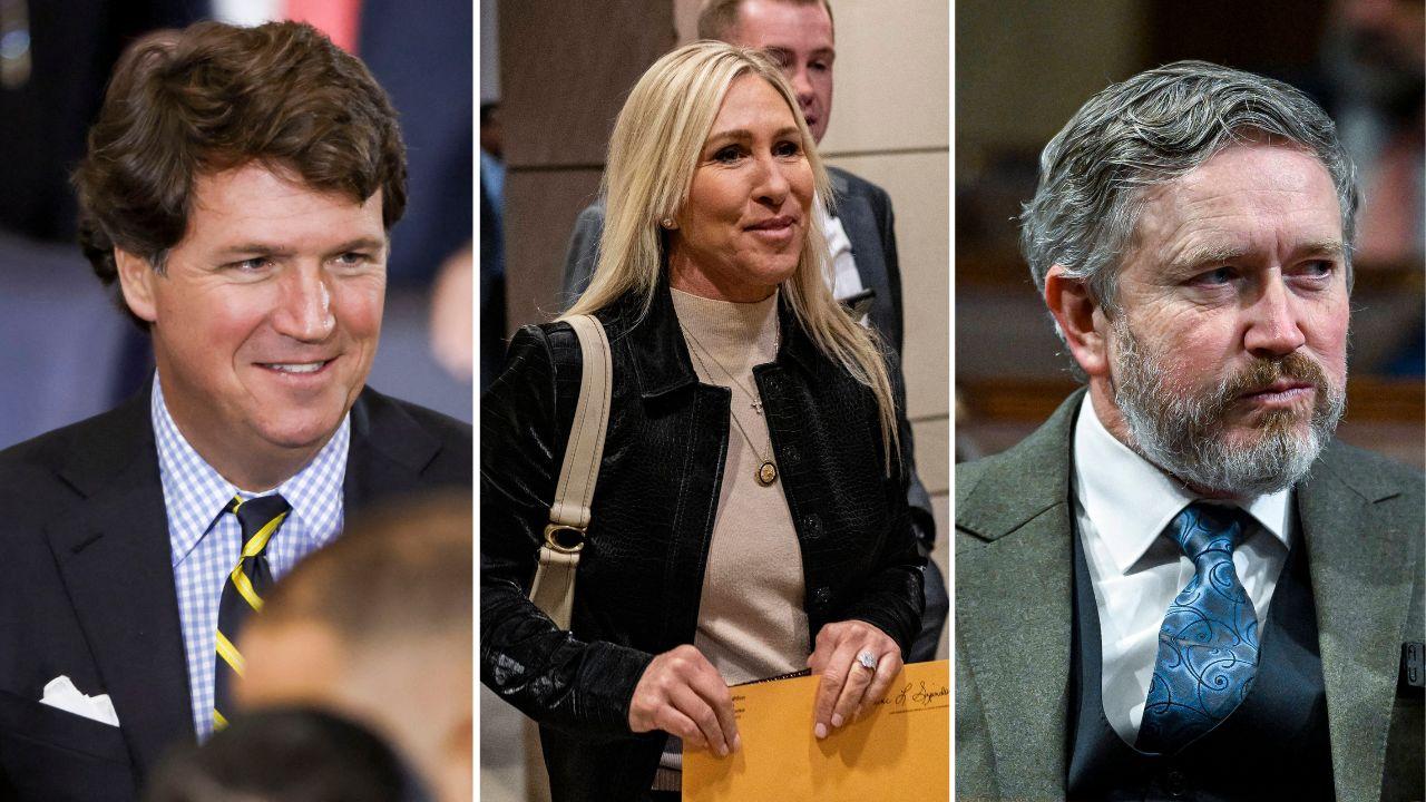 Photo of Tucker Carlson, Marjorie Taylor Greene, Thomas Massie