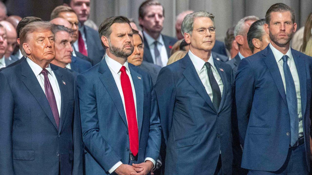 picture of donald trump at Lindsey Graham's funeral.