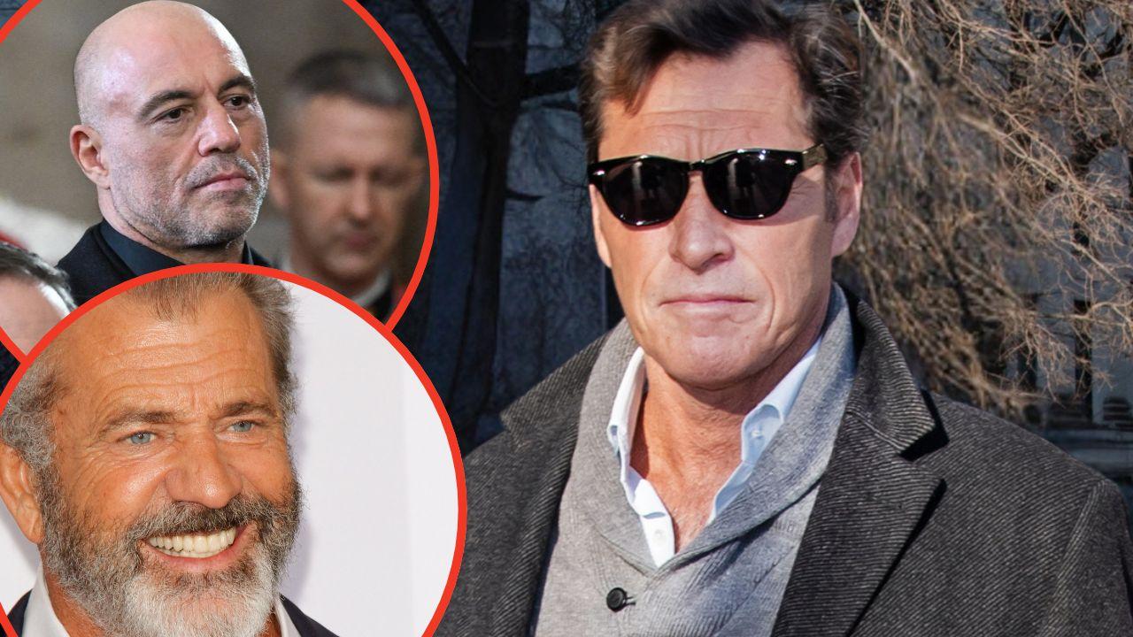 Split photos of Mel Gibson, Joe Rogan and Ron Duguay